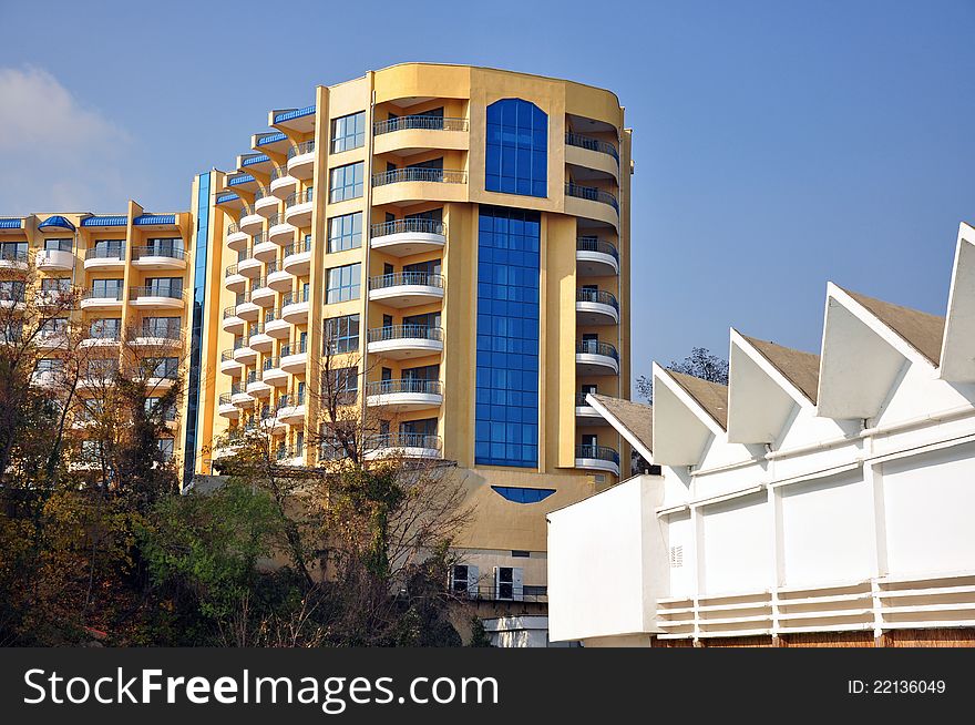 Windows facade and balconies on adiacent buildings. Windows facade and balconies on adiacent buildings