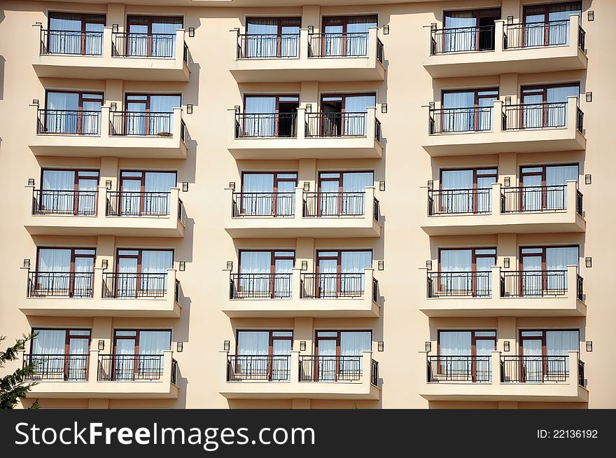 Windows facade and balconies on buildings gacade. Windows facade and balconies on buildings gacade