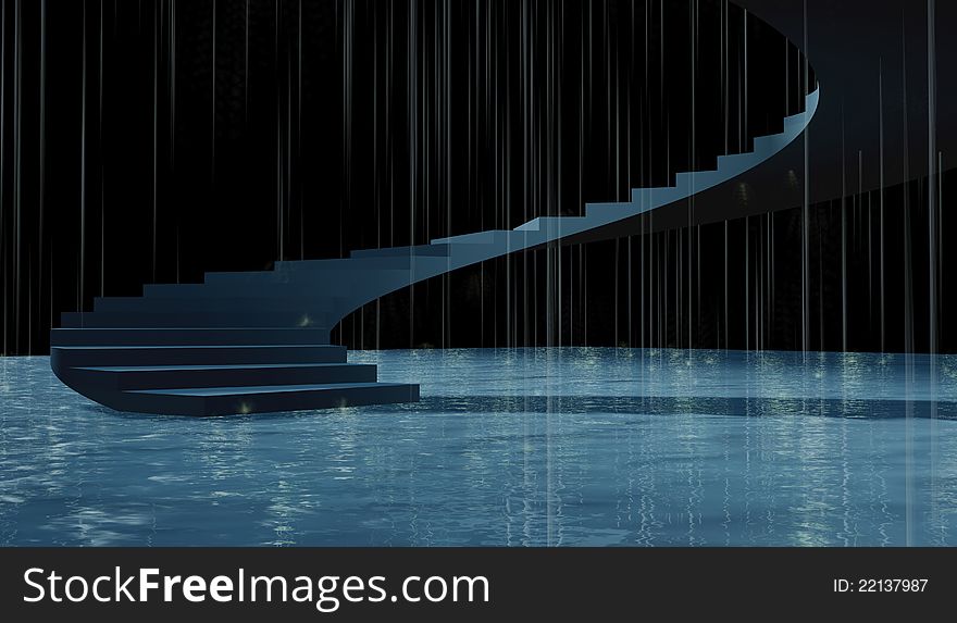 3d Stairs Rainy