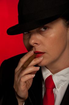 Woman With Cigar Stock Photography Woman With Cigar Stock Photography