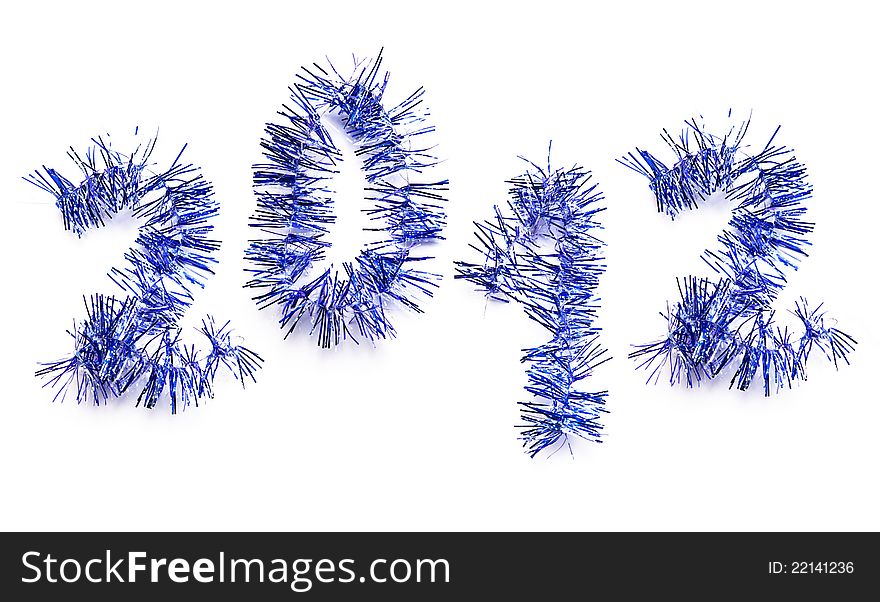 Blue and silver tinsel forming 2012 year number. Blue and silver tinsel forming 2012 year number.