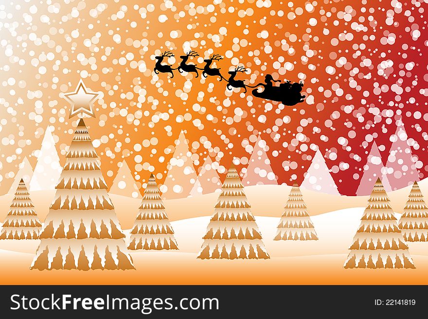 Christmas trees, Santa's deer cross for greeting cards. Christmas trees, Santa's deer cross for greeting cards.