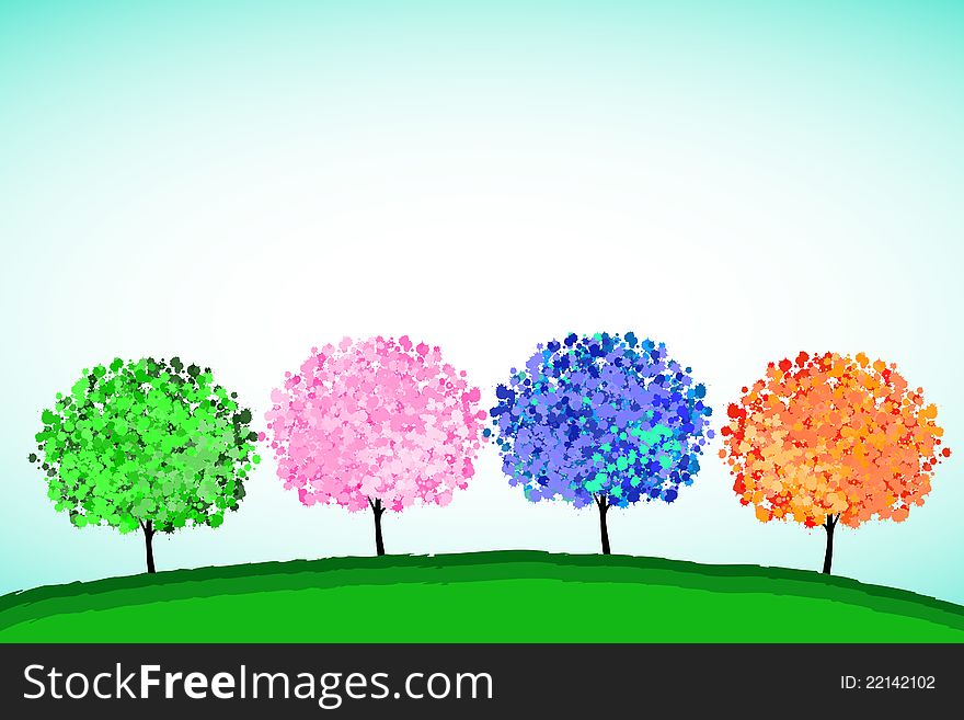 Colorful trees. For decoration, or background.
