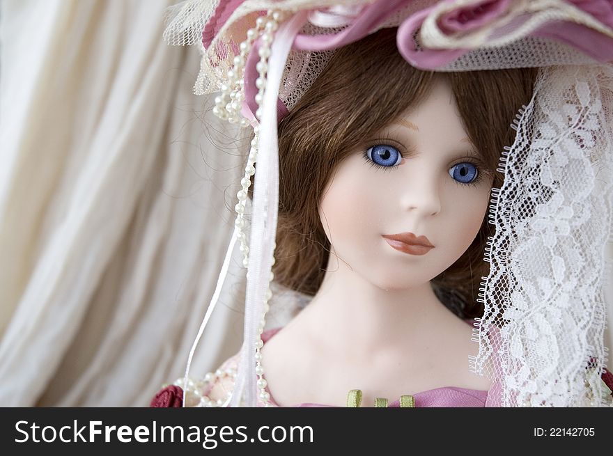 Close up classic doll face