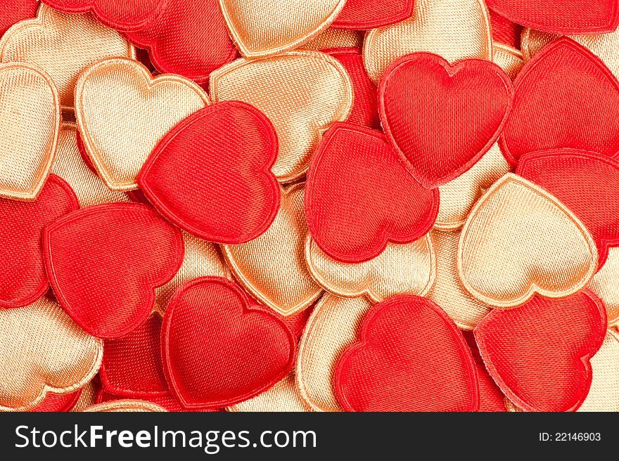 Mix of red and golden hearts. Mix of red and golden hearts