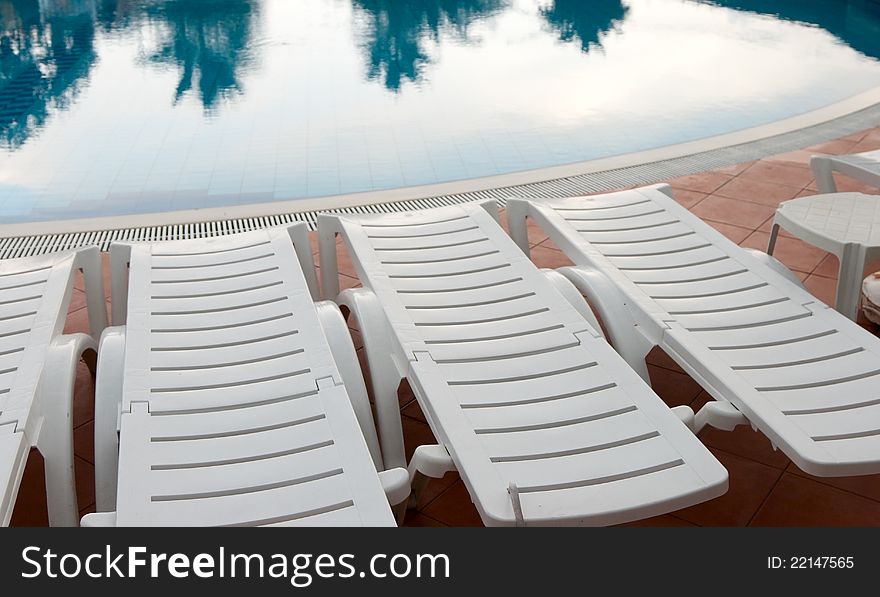 Sunbeds near the Swimming pool