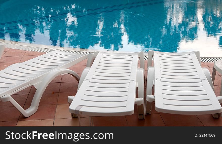 Sunbeds near the Swimming pool