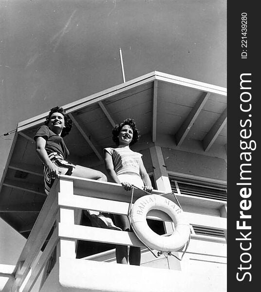 Jean King And Ann Babel On A Control Tower At Bahia-Mar Yacht Basin - Fort Lauderdale