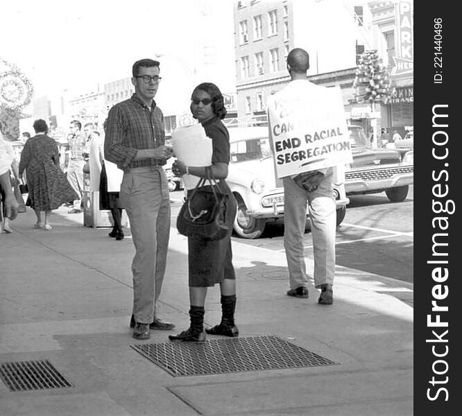 Local call number: RC12397G

Title: Boycott and picketing of downtown stores: Tallahassee, Florida

Date: December 1960

General note: Included in the photograph are Bill King and Patricia Stephens &#x28;later Mrs. John Due&#x29;. 

Physical descrip: 1 photoprint - b&amp;w - 10 x 8 in.

Series Title: Reference collection

Repository:  State  Library and Archives of Florida, 500 S. Bronough St., Tallahassee, FL  32399-0250 USA. Contact: 850.245.6700. Archives@dos.state.fl.us 

Persistent URL:  www.floridamemory.com/items/show/34830

Patricia Stephens Due, a leader in the Tallahassee Civil Rights movement, passed away on February 7, 2012, at the age of 72. Read the Florida Memory blog post about Due and her involvement in the struggle for civil rights. 

Visit Florida Memory to find resources for Black History Month and to learn about the contributions of African-Americans in Florida history.