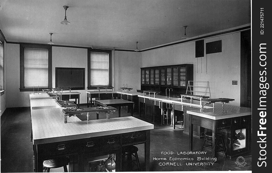 Foods laboratory in home economics building &x28;now Comstock Hall&x29; around 1913 when the building ...