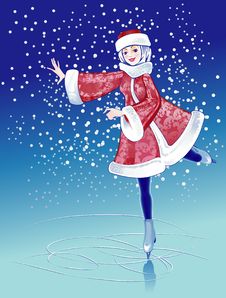 Girl In Fur Suit On Skating Rink Stock Images Girl In Fur Suit On Skating Rink Stock Images