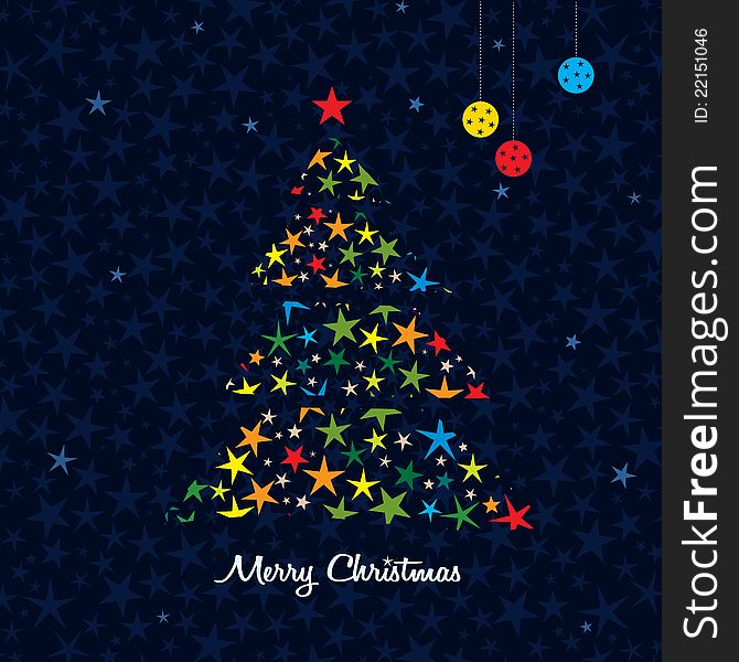 Colorful Christmas tree background. Vector.