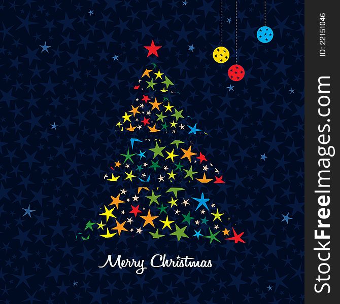 Colorful Christmas Tree Background. Vector.