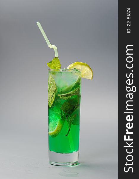 Mint cocktail with lime and ice. Mint cocktail with lime and ice