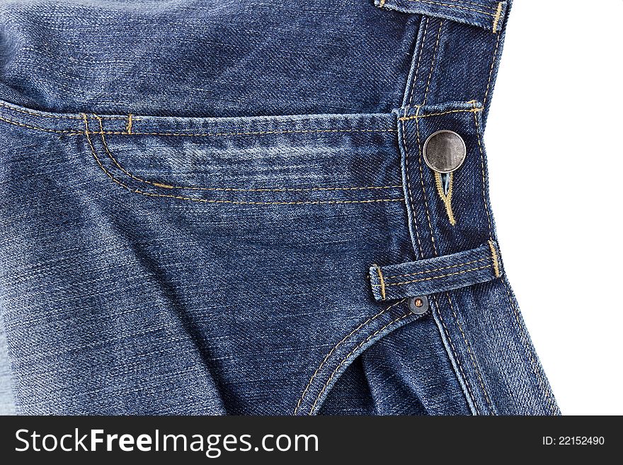 Front Blue jeans open zip isolated on the white background