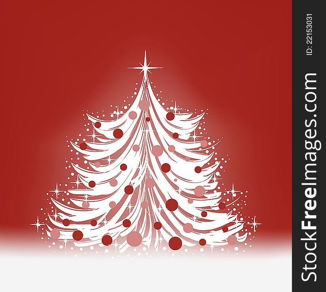 Christmas red background with white tree. Christmas red background with white tree