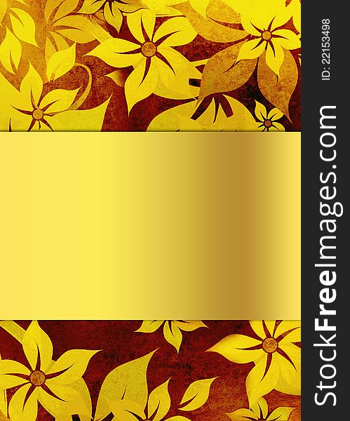 Elegant floral background with golden copy space. Elegant floral background with golden copy space