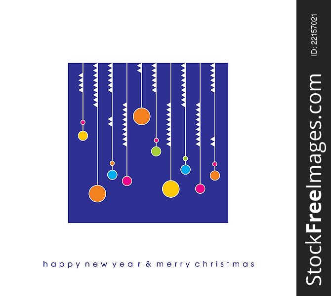 Greeting christmas card with balls and garlands