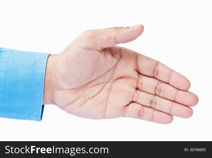 Approbation gesture of business man's hand, introduction or shake hand offering