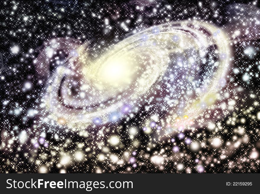 Big space galaxy and colorful star fogs