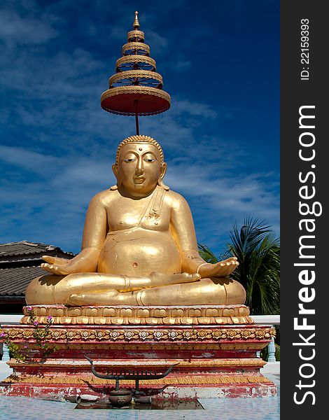 Golden Buddha Image at Wat Mai Sam Ran - Koh Lan Chonburi Thailand