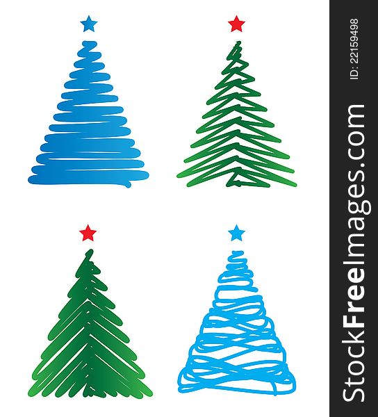Set of stylized christmas trees