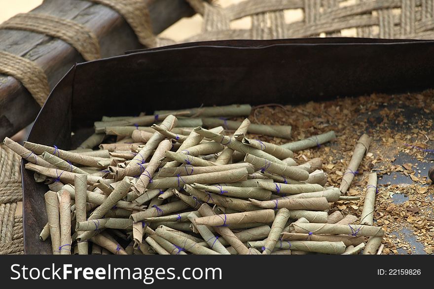 Indian cigarettes bindi, made by poor people in India