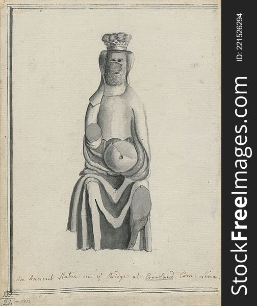 The BL King’s Topographical Collection: &#x22;An Ancient Statue on ye Bridge at Crowland Com: Line.&#x22