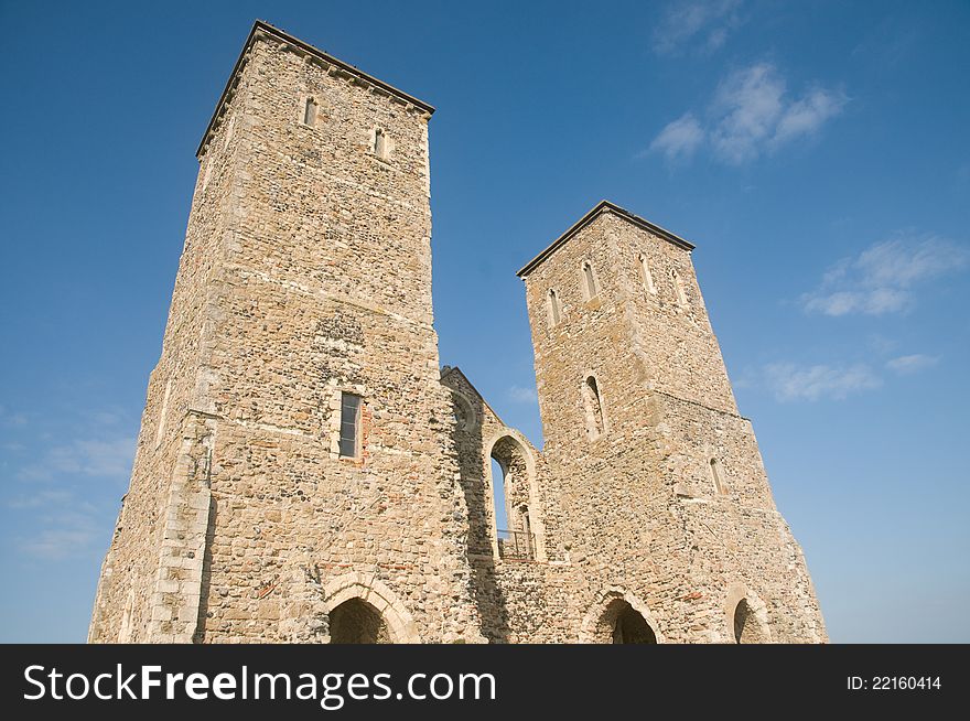 The old reculver towers in kent in england. The old reculver towers in kent in england