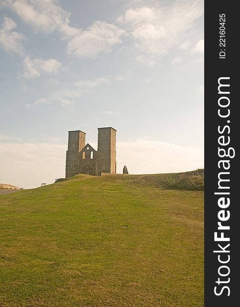 The old towers at reculver in kent in england. The old towers at reculver in kent in england