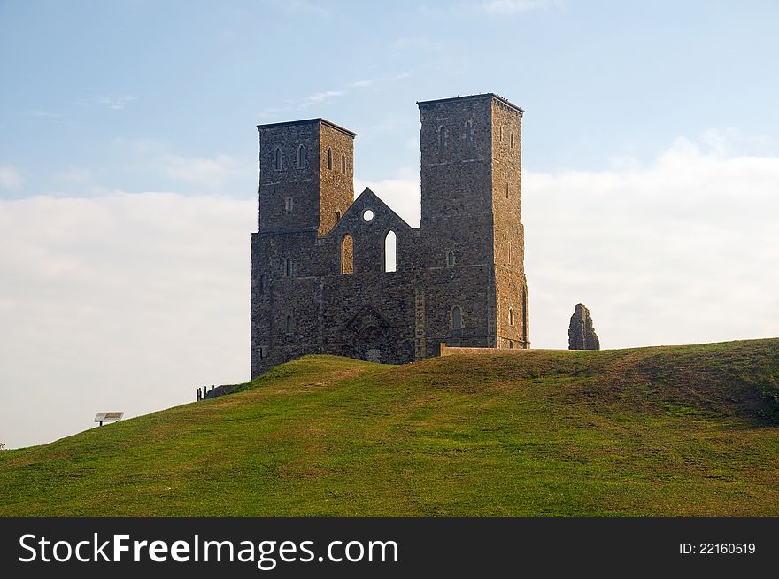 The old reculver towers in kent in england. The old reculver towers in kent in england