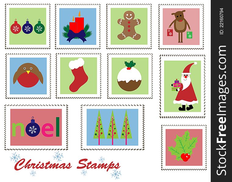 Christmas Stamps Set