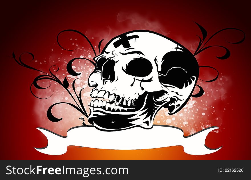 Skull with swing and beautifull background