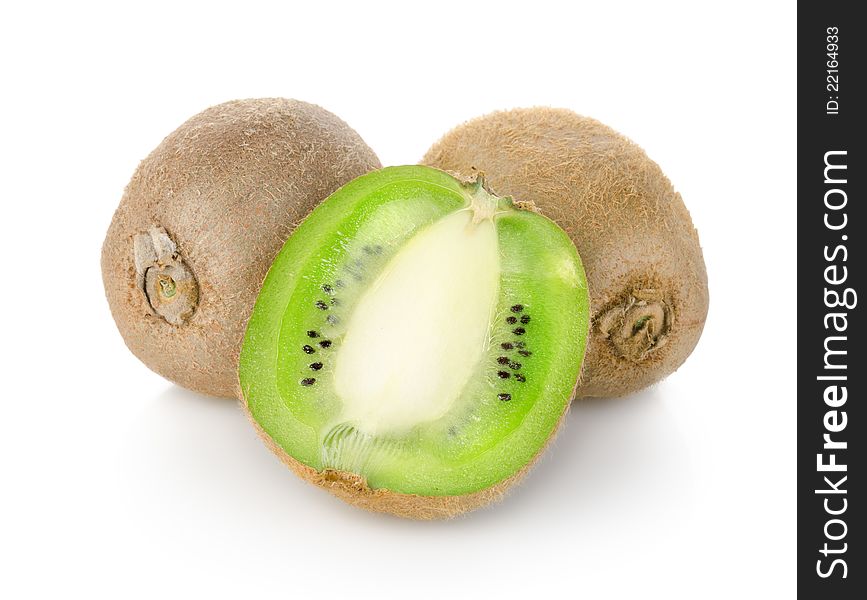 Ripe kiwis  on a white background