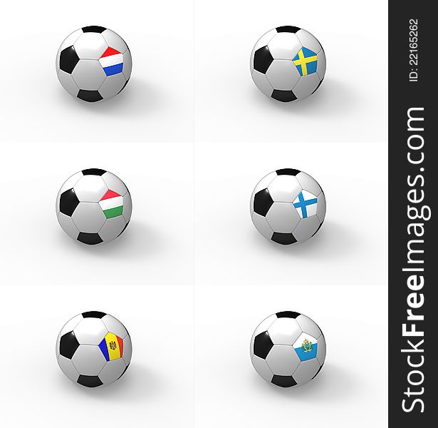 Euro 2012, soccer ball with flag - Group E - Netherlands, Sweden, Hungary, Finland, Moldavia, San Marino