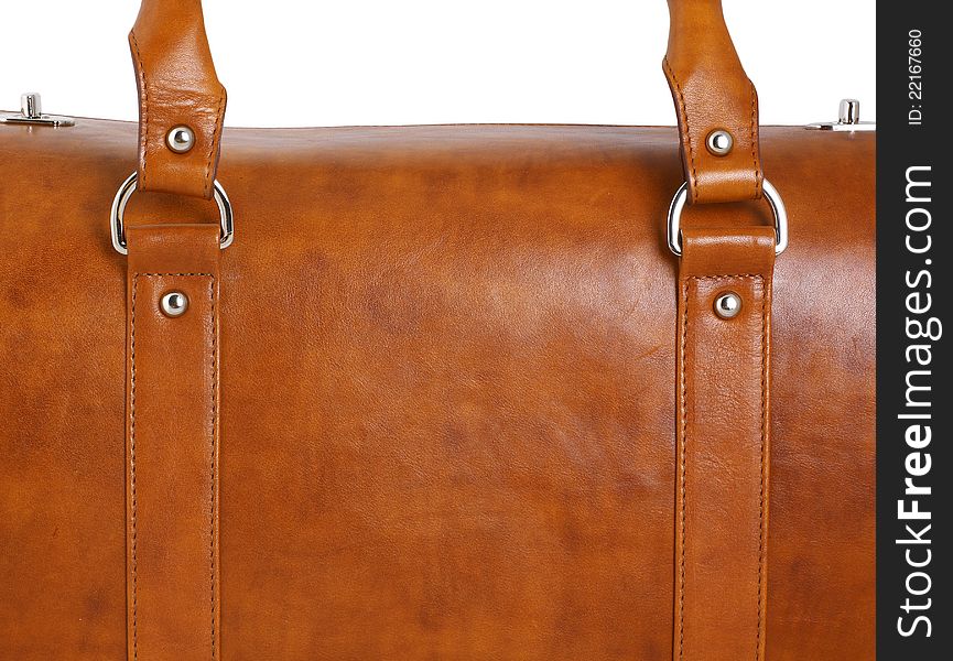 Brown leather case, close