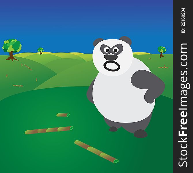 Deforestation Concept - Angry Panda Without Food