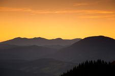 Sunset In The Mountains Stock Images