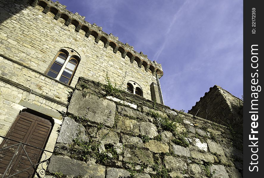 Detail of italian castle in lunigiana tuscany