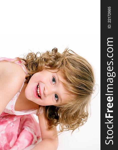 Young Girl Smiling On Isolated White Background