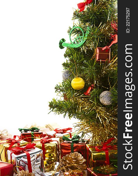 Colorful Christmas Decorations on a White Background