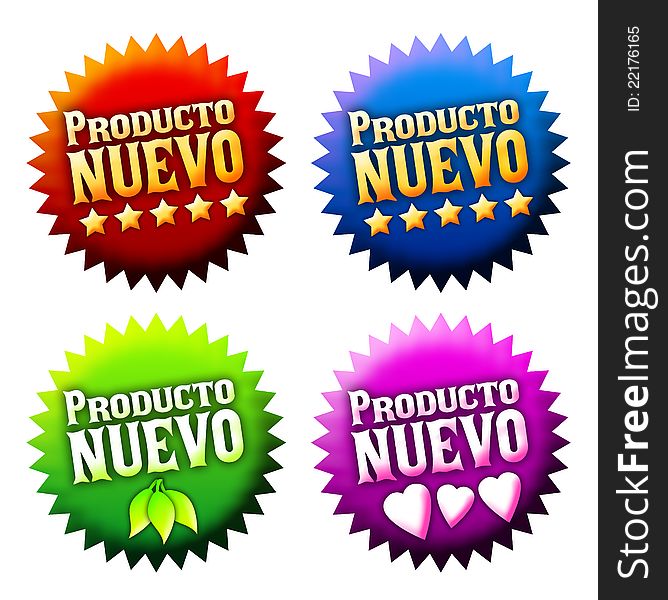 New arrival sticker with text in spanish, ideal for advertising and sales promotions for the Hispanic market