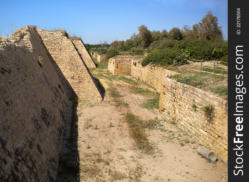 Moat at Caesarea, Israel.
