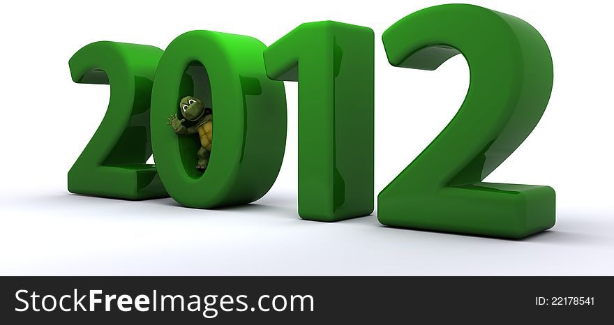3D render of a Tortoise Bringing the new year in