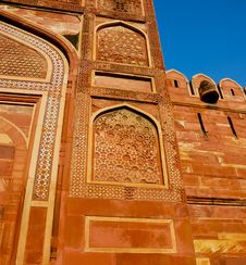 Gate At Red Fort Of Agra Royalty Free Stock Photo