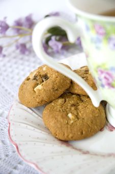 Close Up Cookies In Tea Set Royalty Free Stock Photo Close Up Cookies In Tea Set Royalty Free Stock Photo