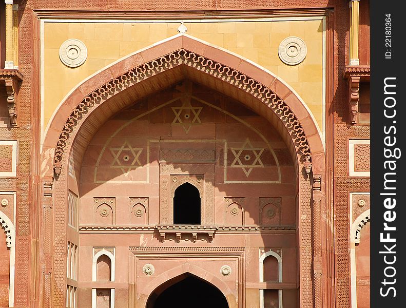 Close up of Jahangiri Mahal gate in Agra fort, India. Close up of Jahangiri Mahal gate in Agra fort, India