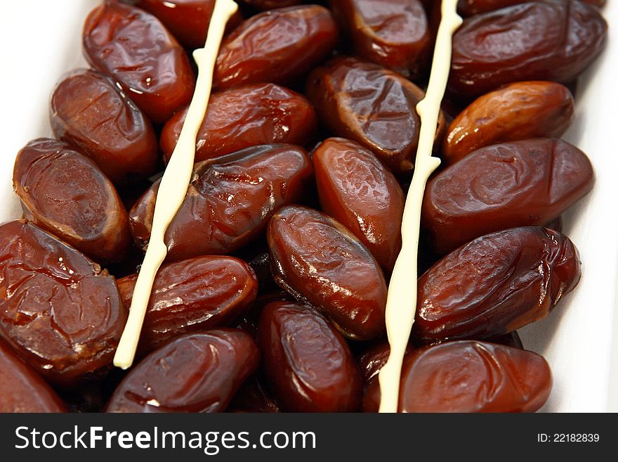 Dry figs in the row close up