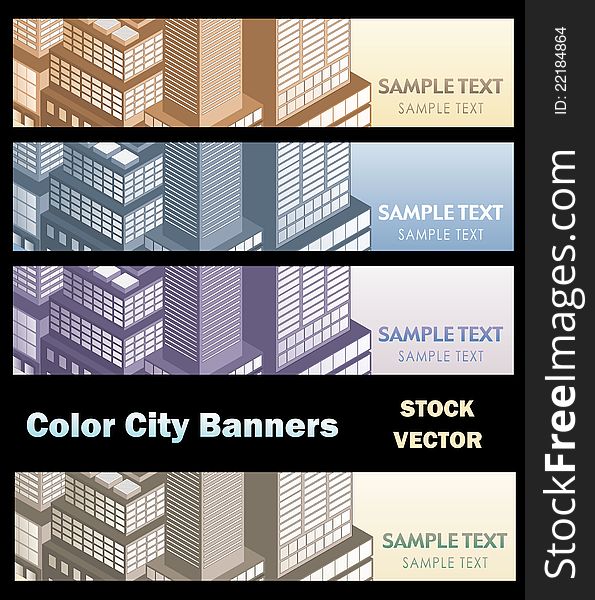 Different color options of banners on city theme