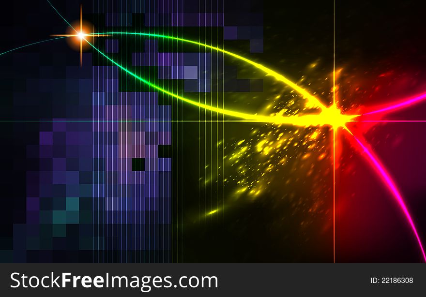 Abstract Background With Blurred Neon Light Dots.
